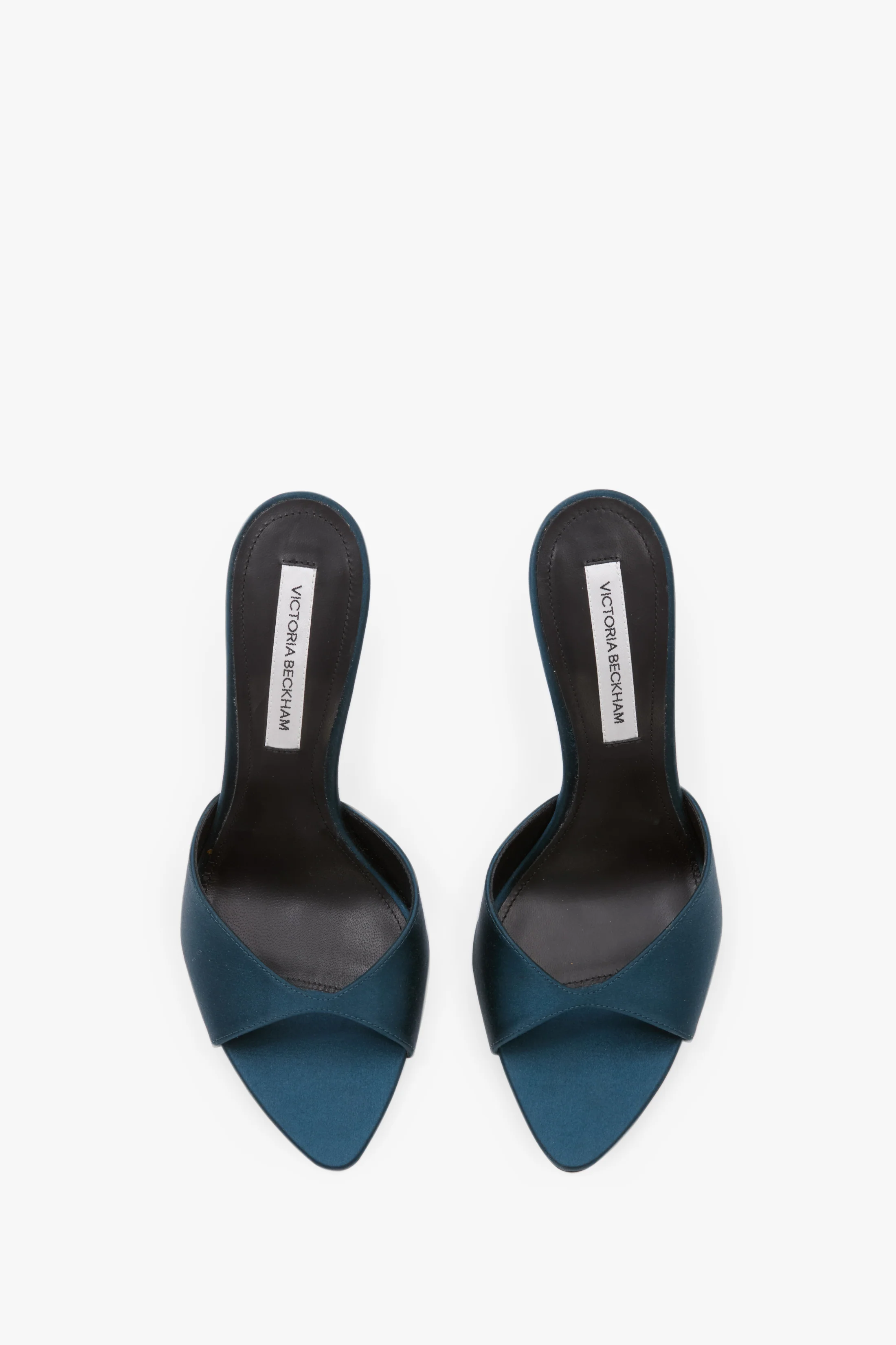 Harlow Mule 100 In Teal Blue Satin - Image 4