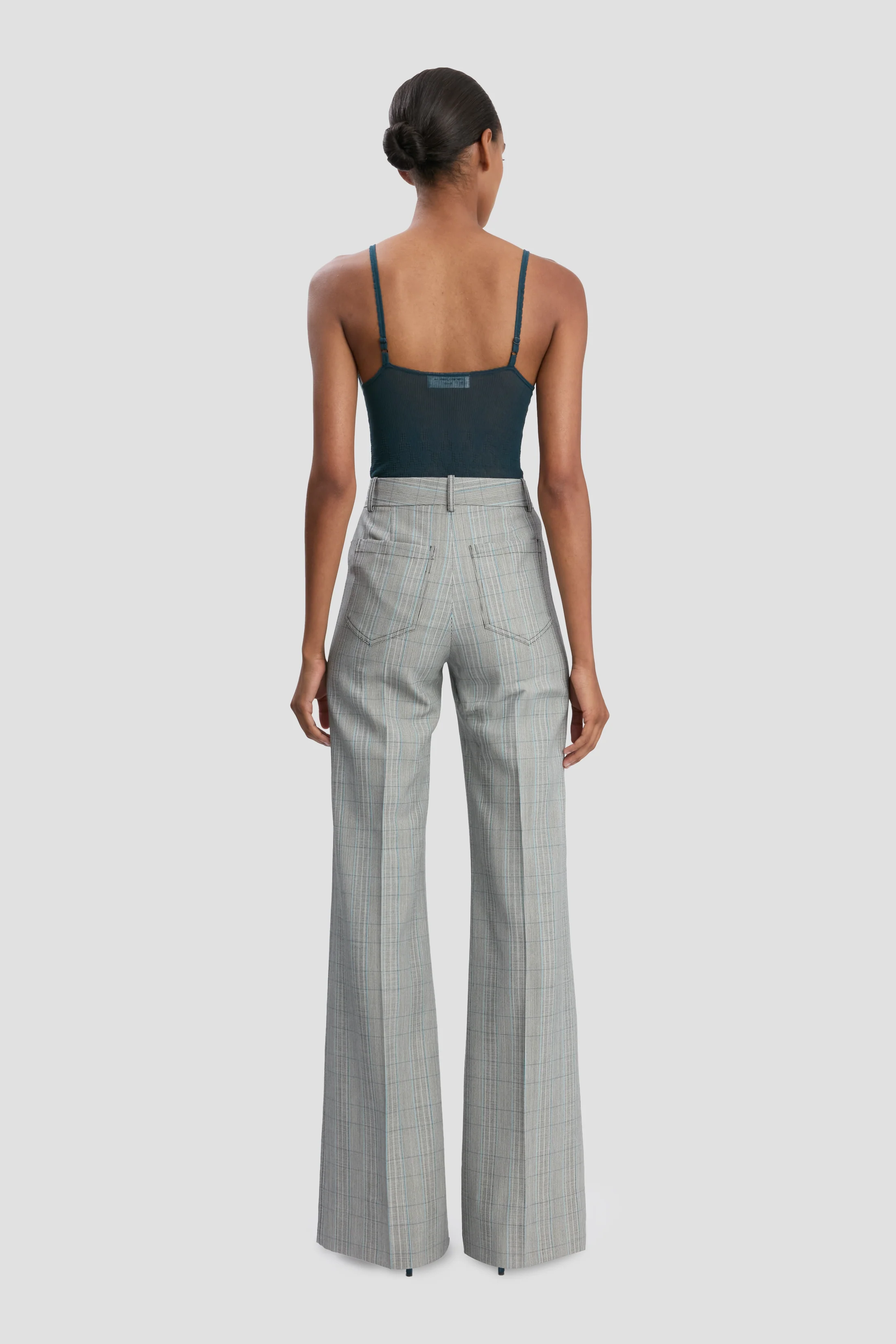 Alina Trouser In Blue-Grey Check - Image 4