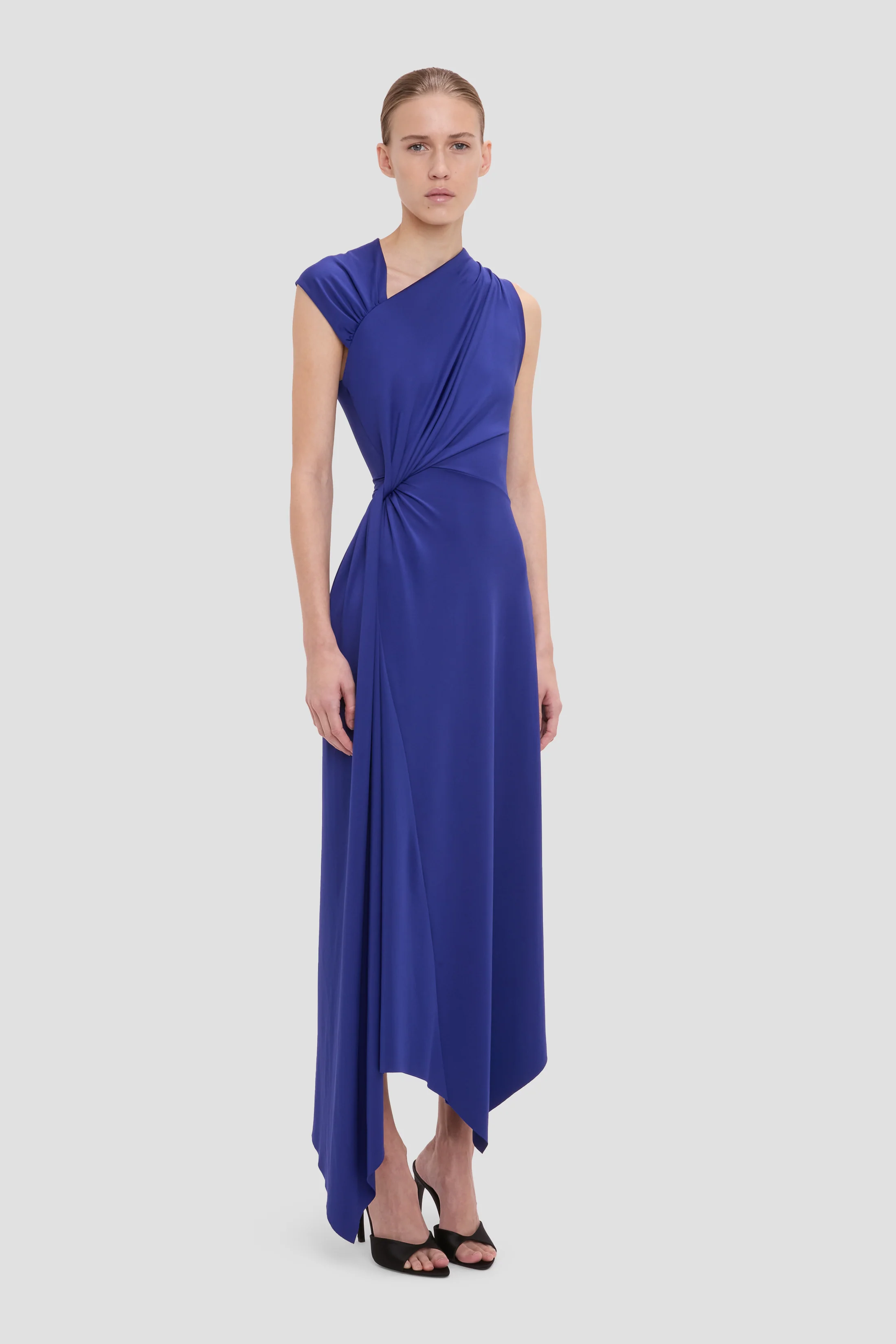Cap Sleeve Midi Dress In Bright Indigo - Image 3