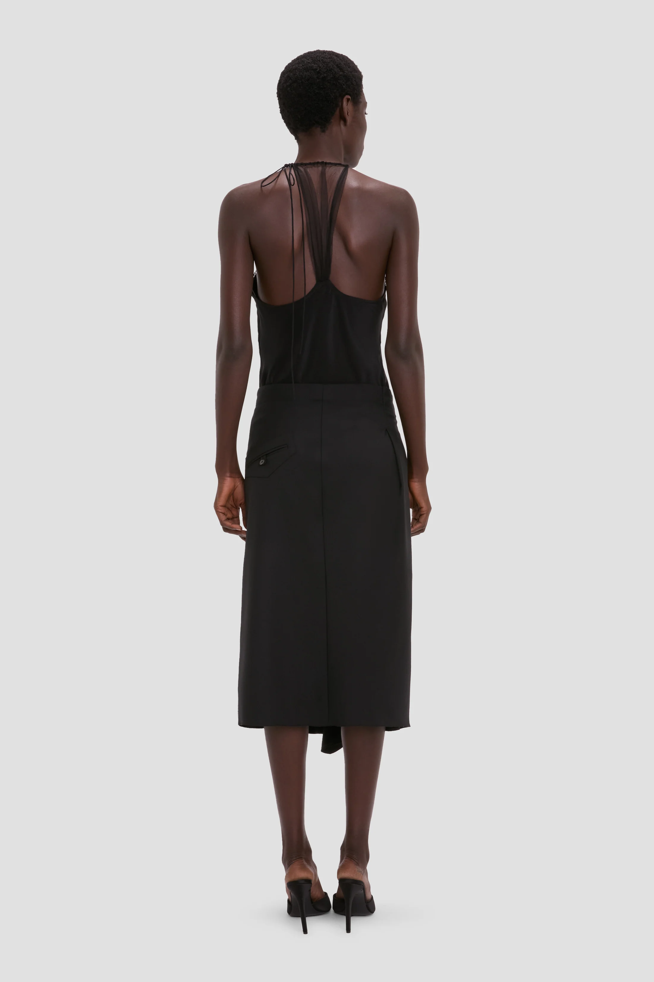 Tailored Midi Skirt In Black - Image 4