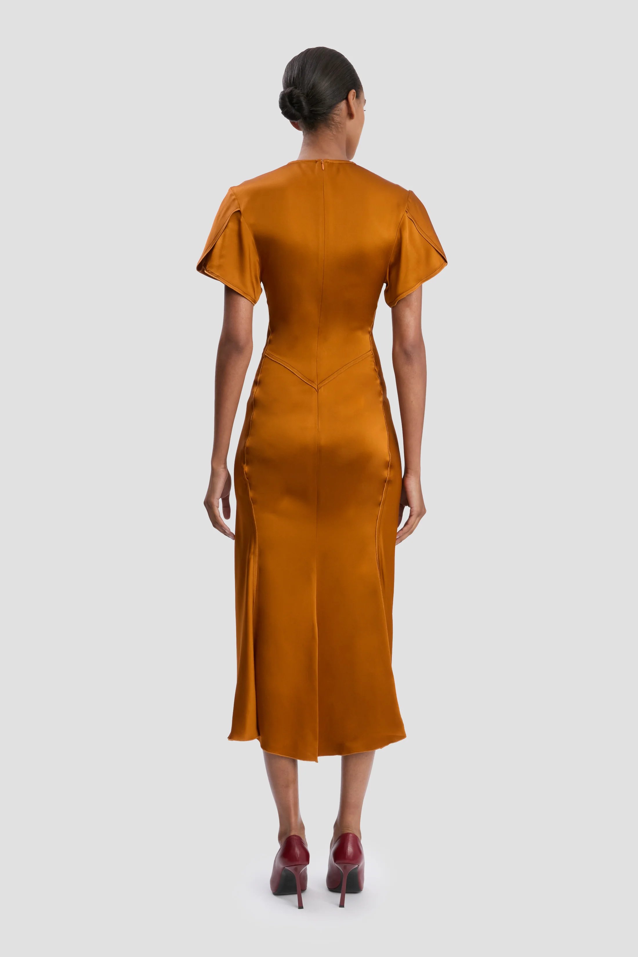 Eve Midi Dress In Bronze - Image 4