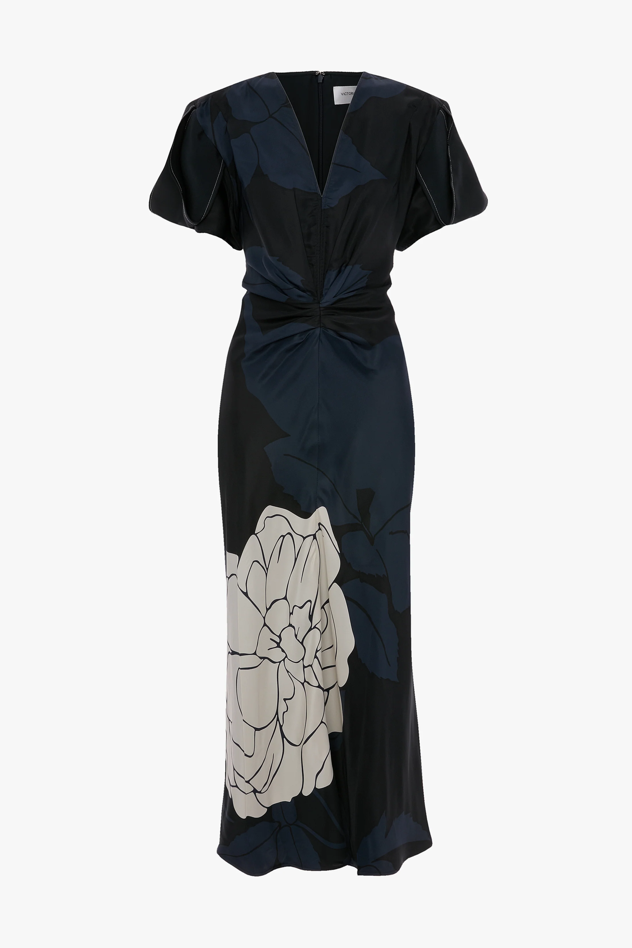 Eve Midi Dress In Dark Navy Floral Print - Image 5