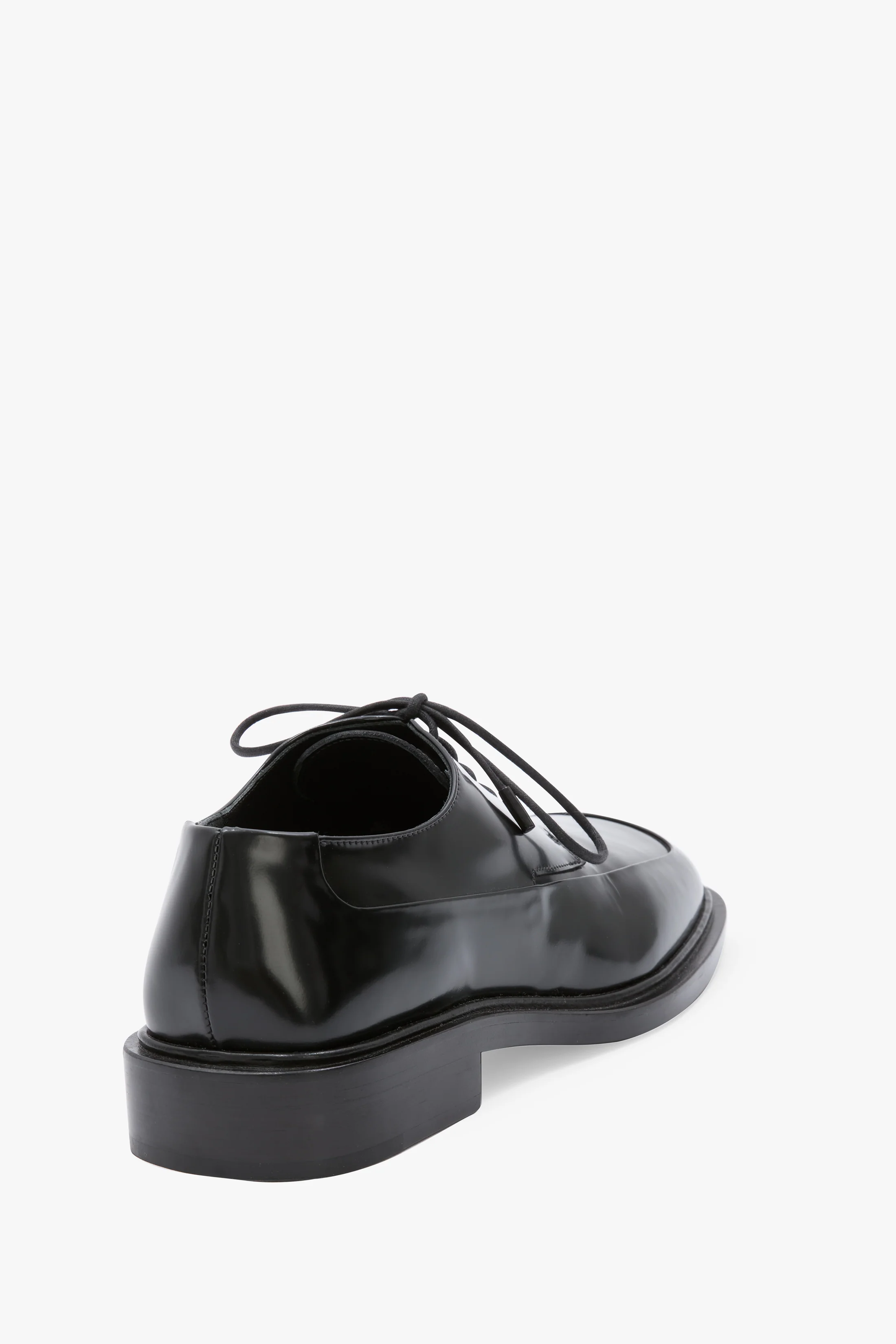 Flat Lace-Up Shoe in Black Leather - Image 3