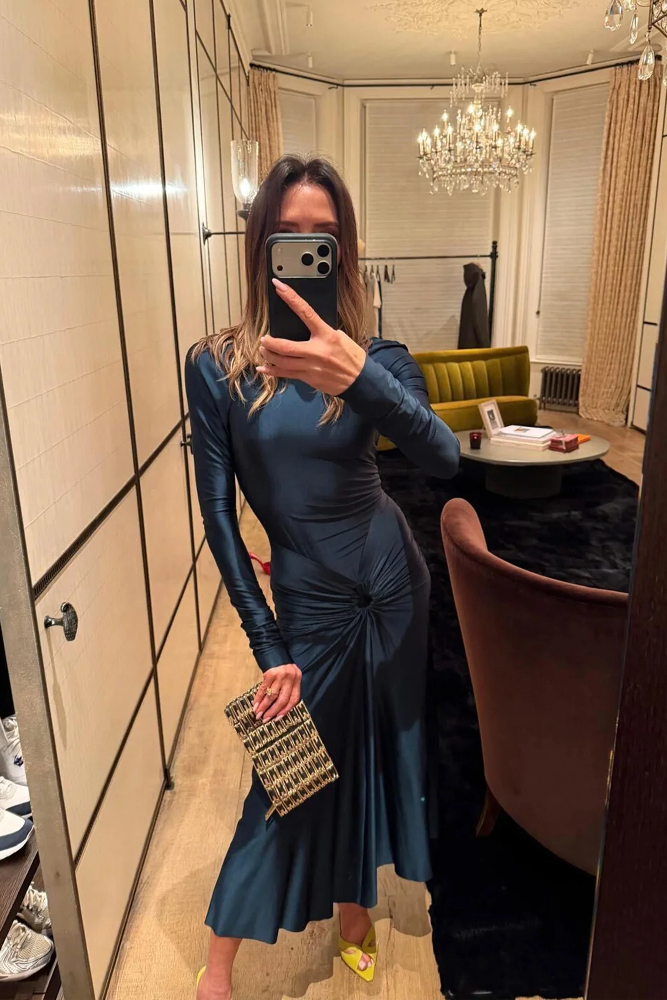 Frances Midi Dress In Dark Teal - Image 2