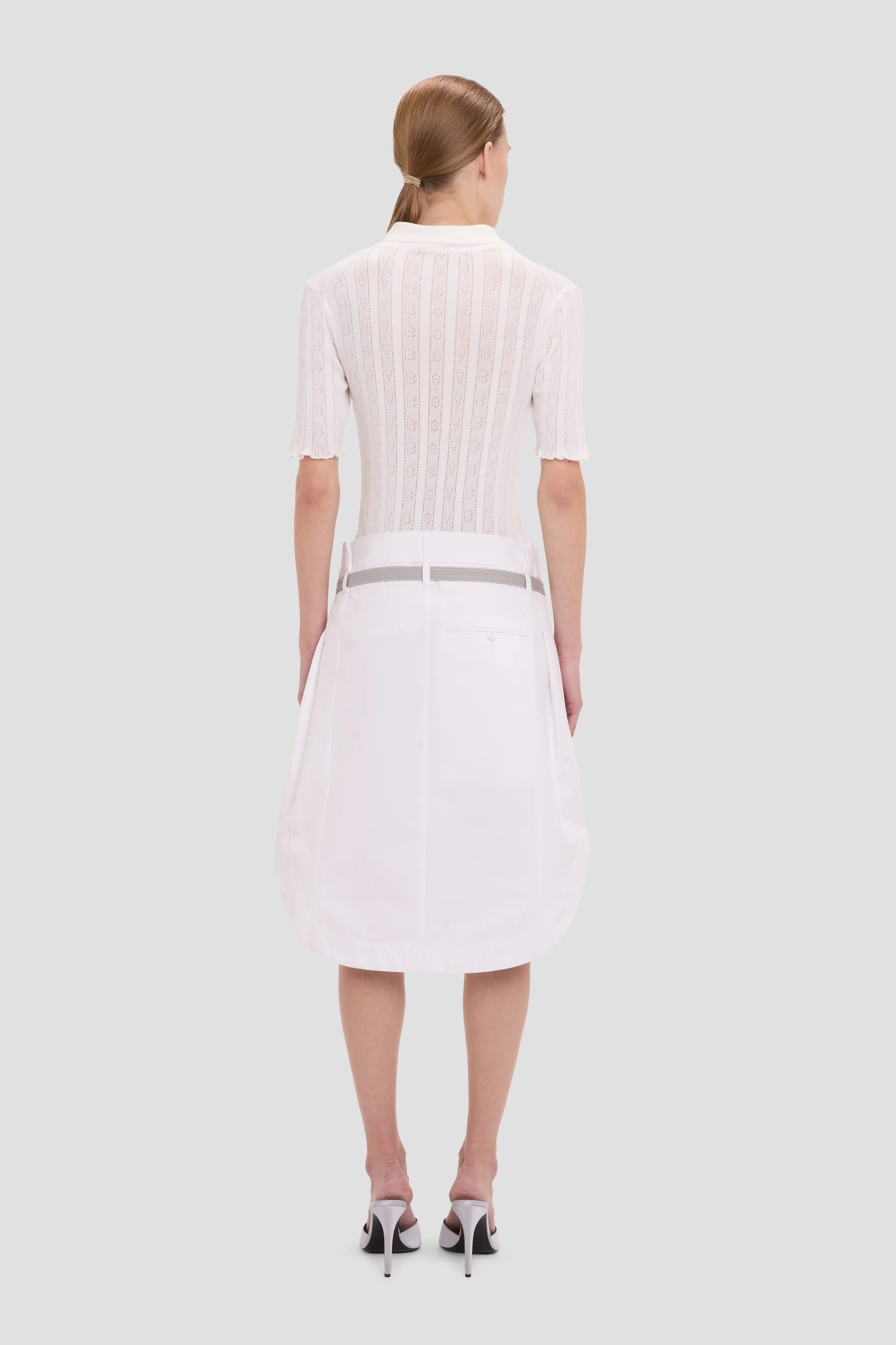 Frill Polo Top In White - Image 4