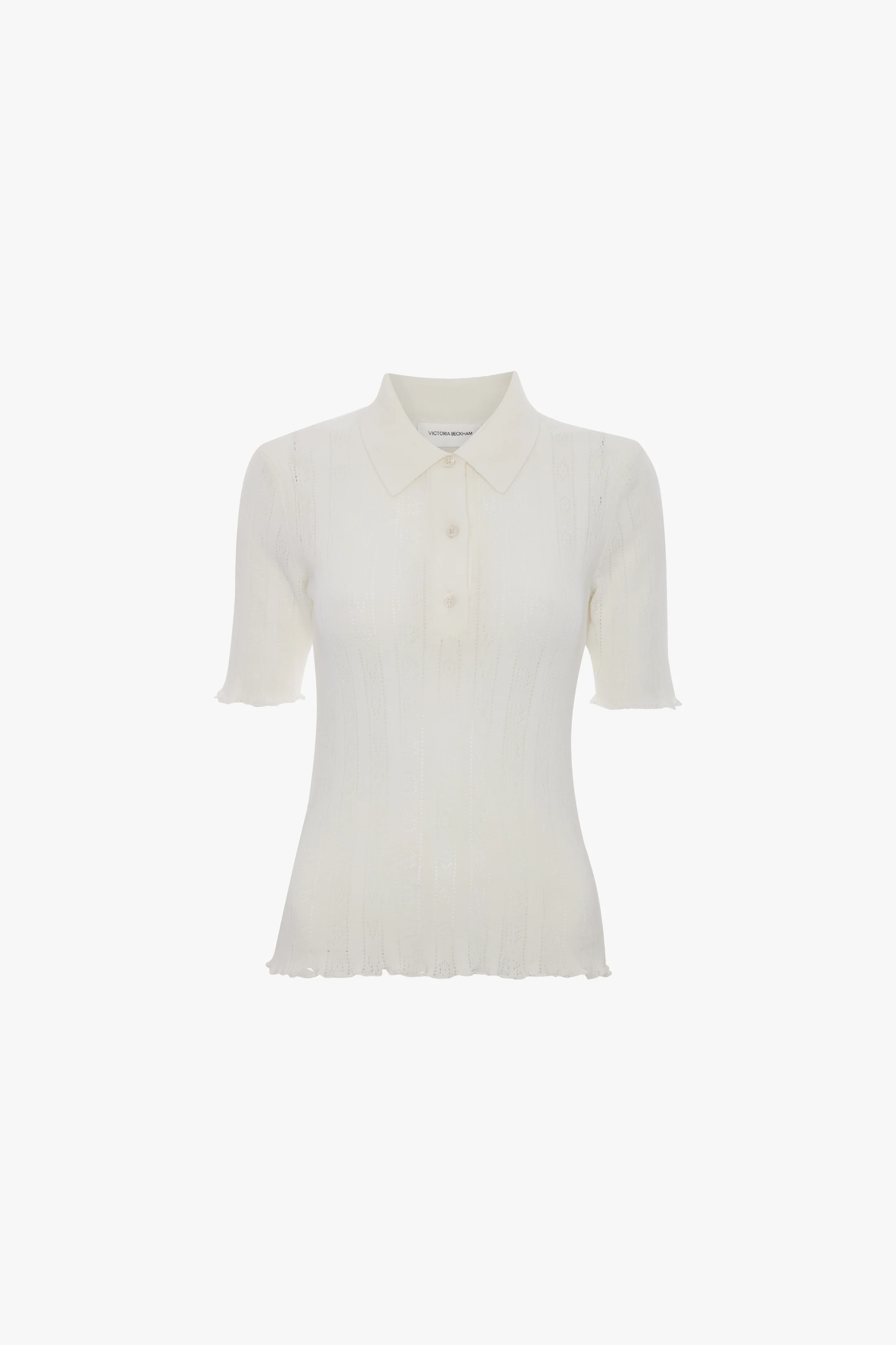 Frill Polo Top In White - Image 5