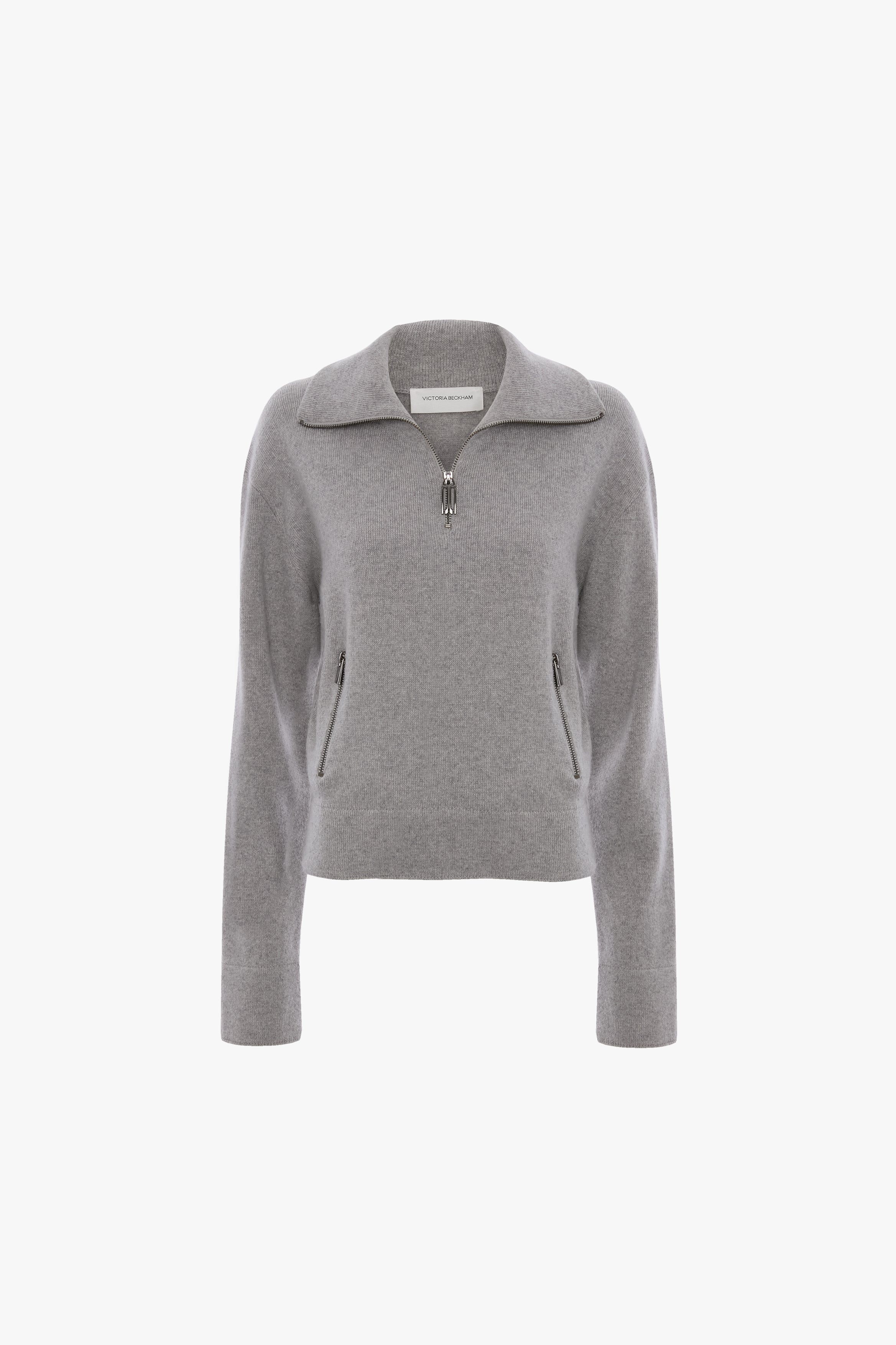 Half-Zip Milano Jumper In Grey Marl - Image 5