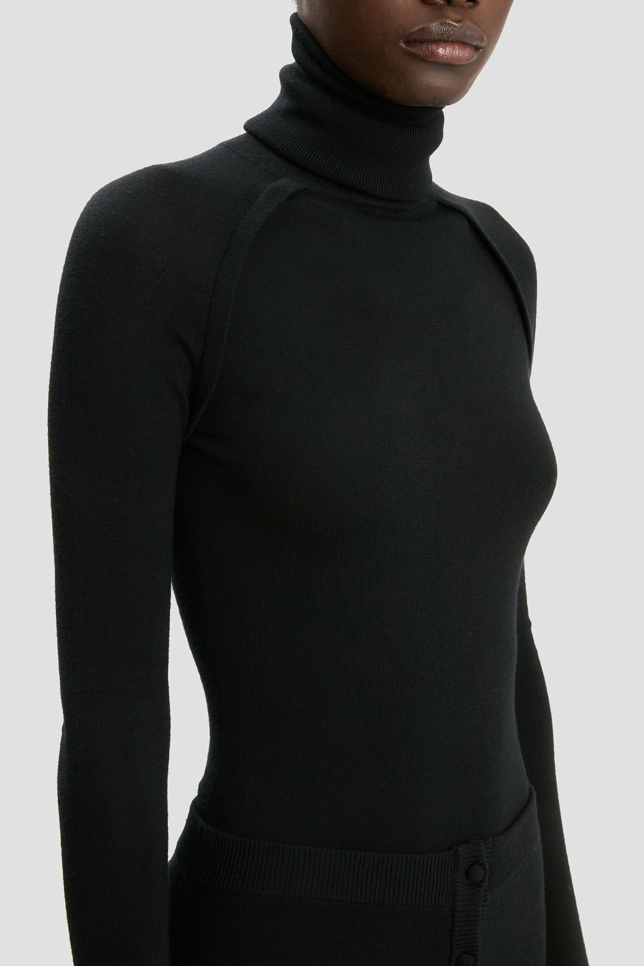 High Neck Jumper In Black - Image 3