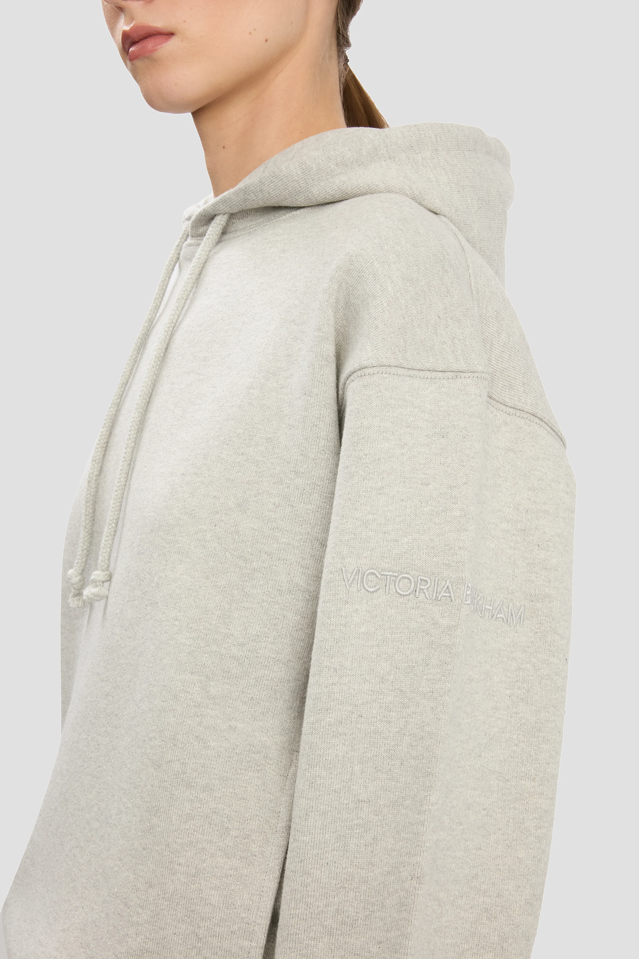 Logo Embroidered Hoodie In Grey Marl - Image 3