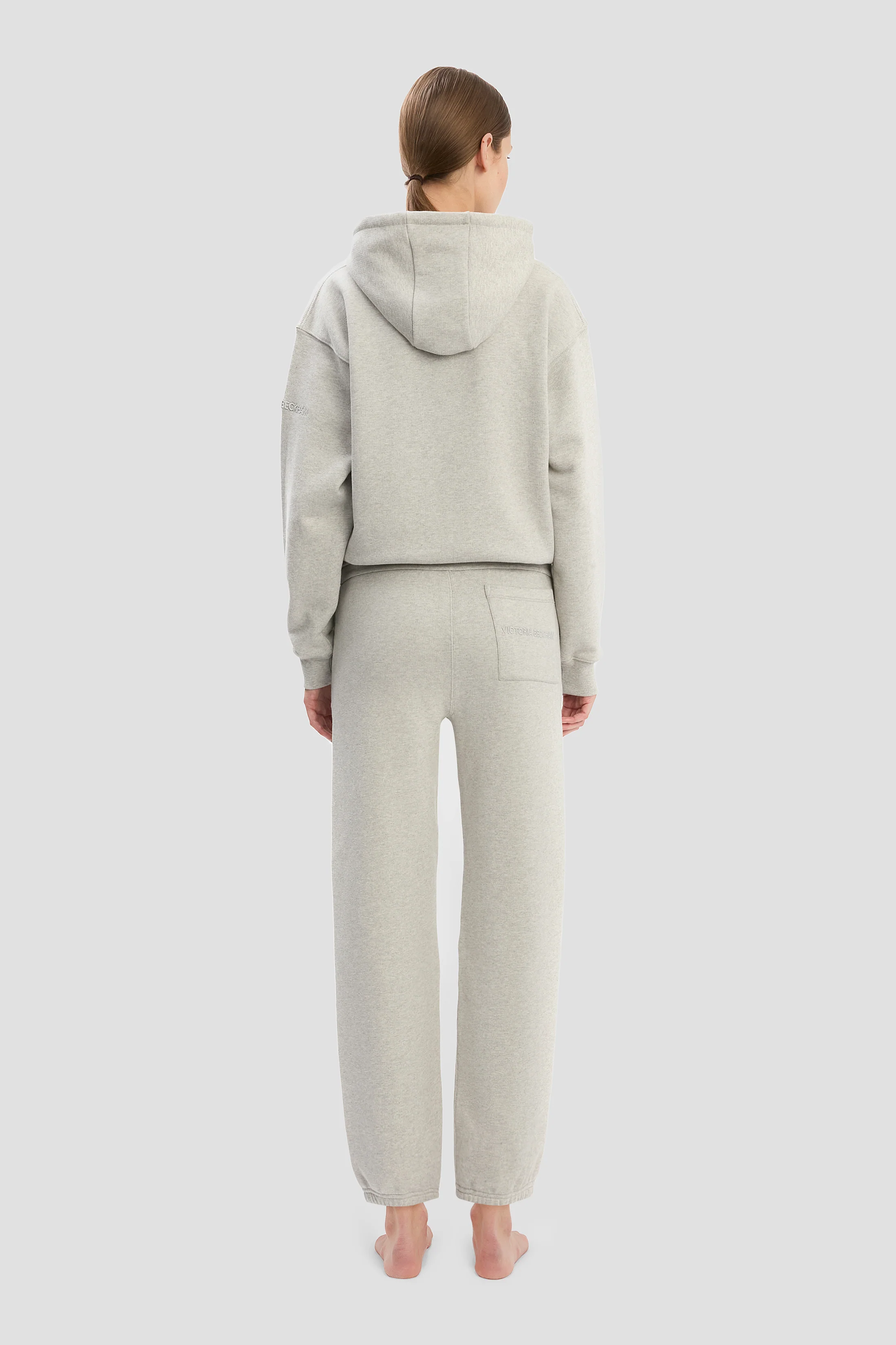 Logo Embroidered Hoodie In Grey Marl - Image 4