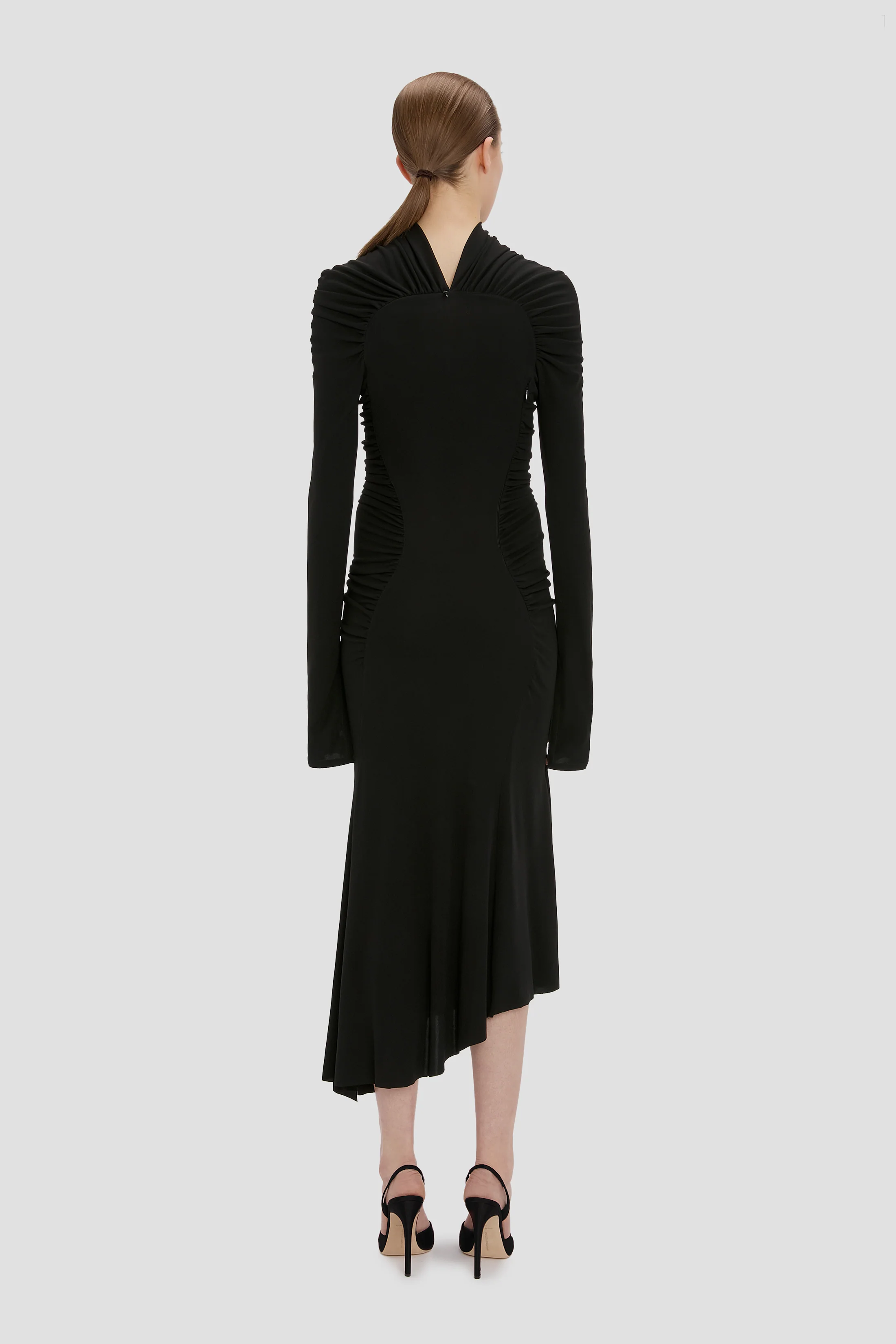 High Neck Midi Dress In Black - Image 4