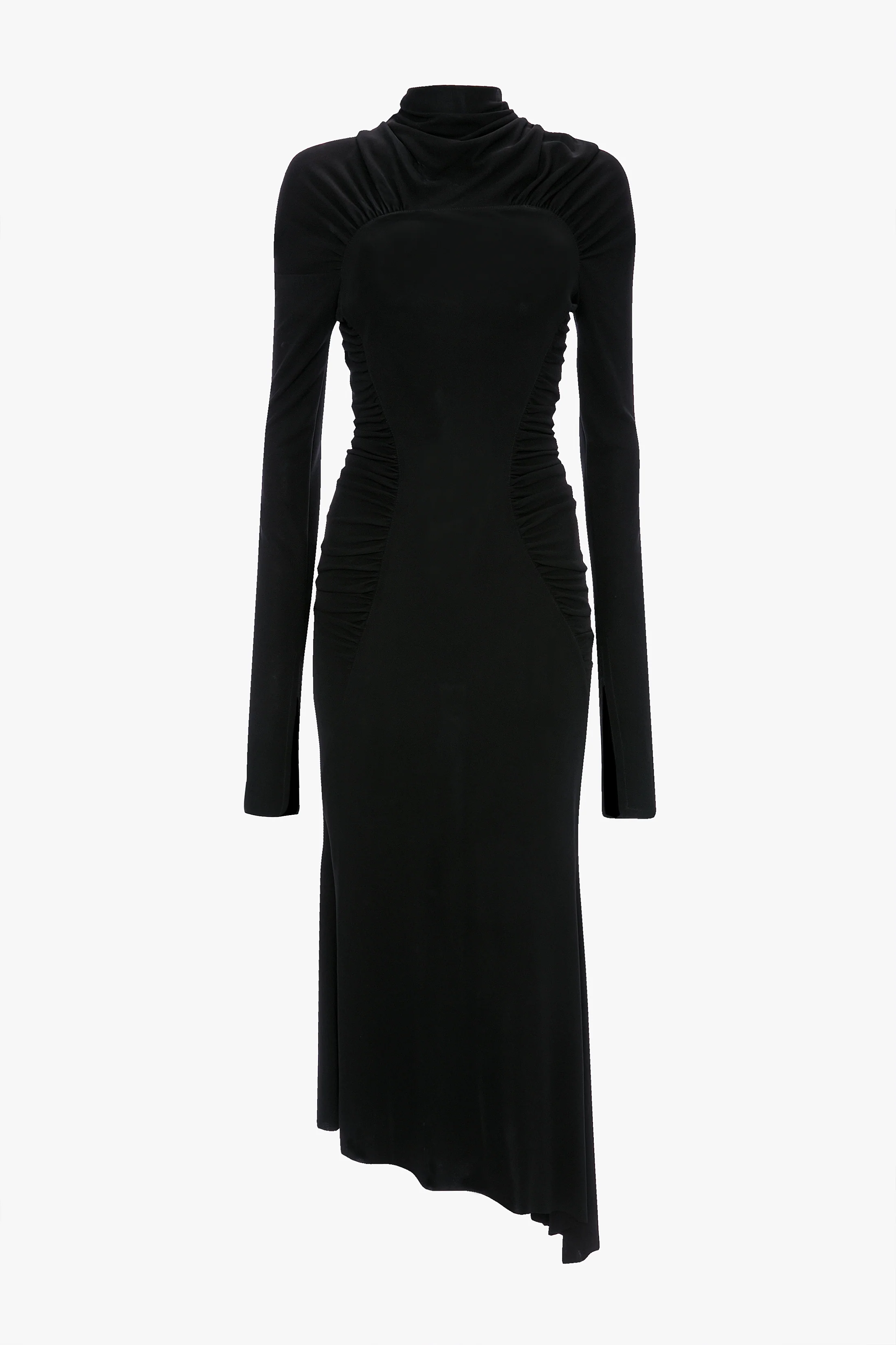 High Neck Midi Dress In Black - Image 5