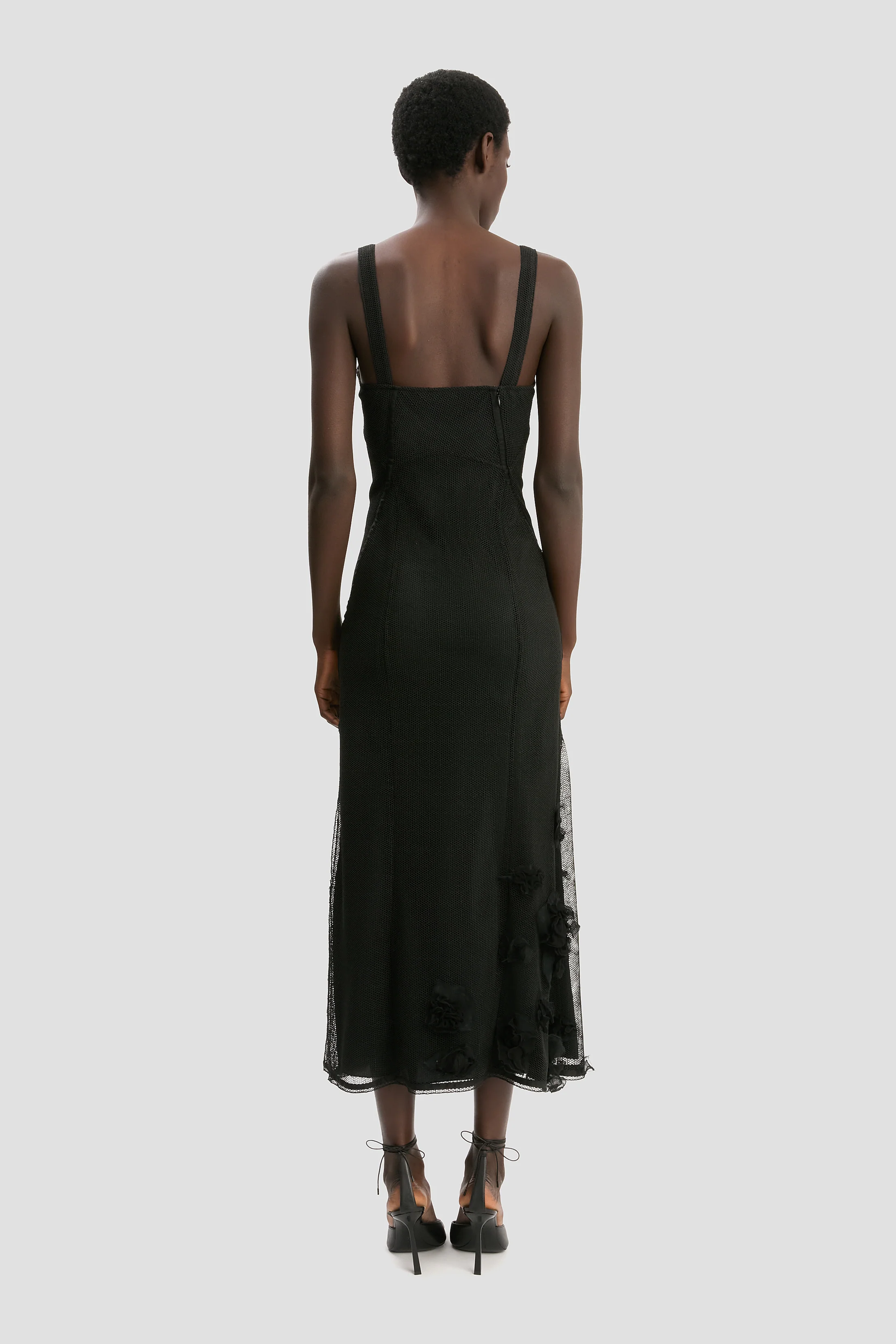 Panelled Cami Dress In Black - Image 5