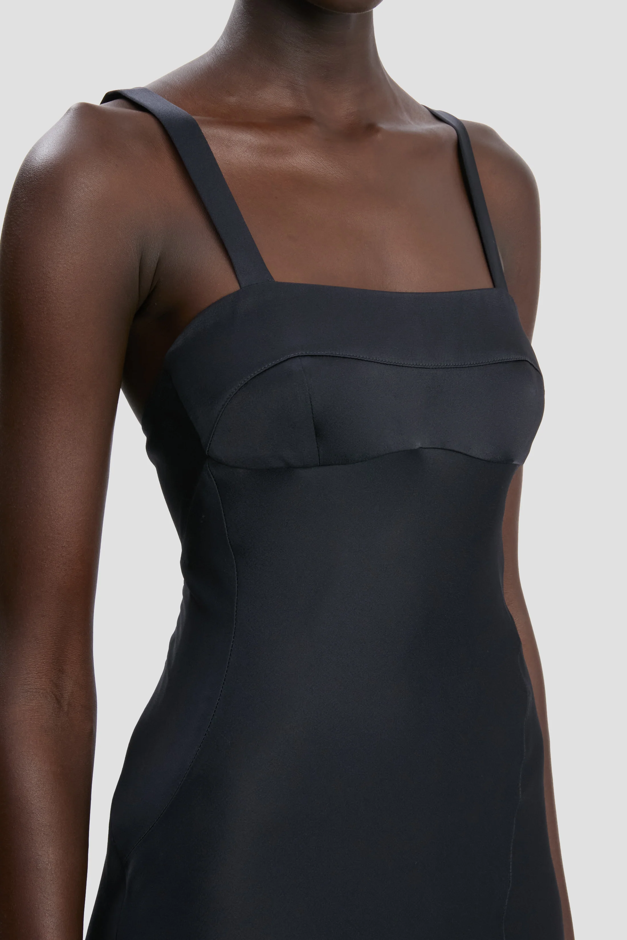 Panelled Cami Dress In Navy - Image 3