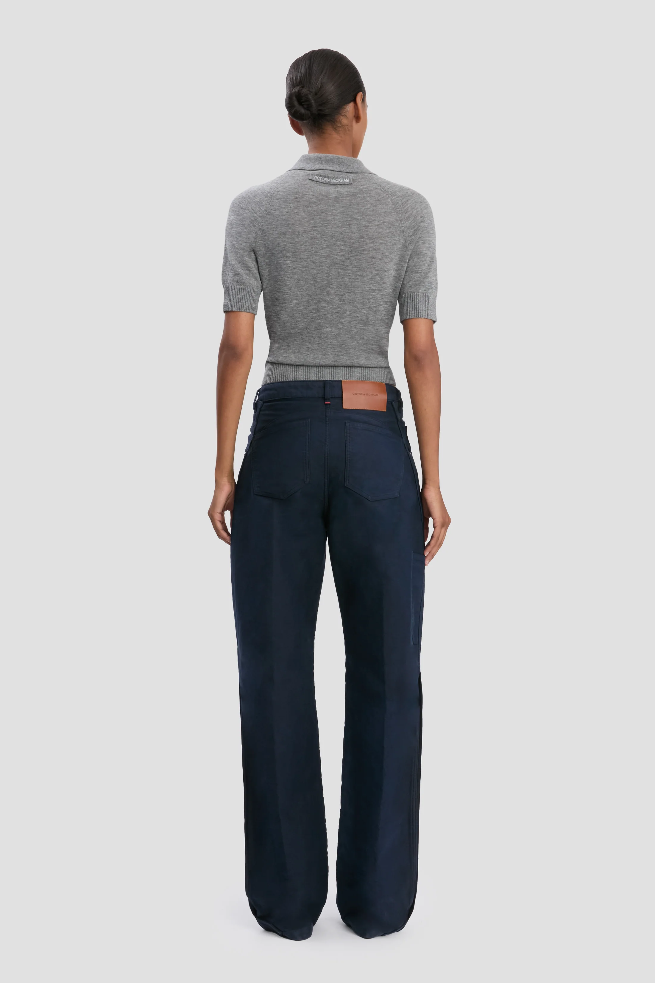 Polo Top In Grey Marl - Image 4