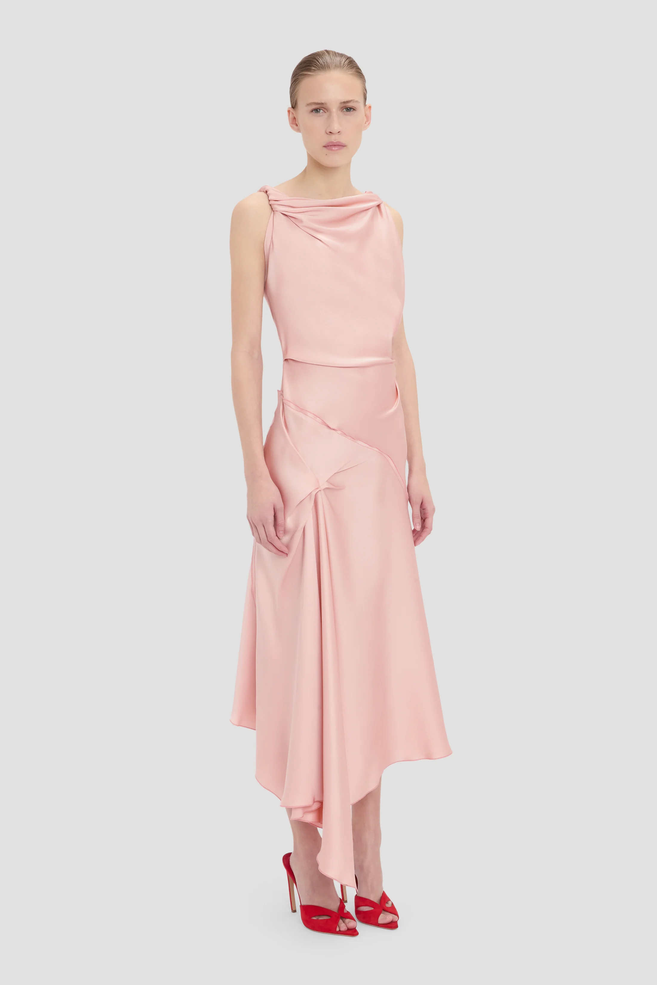 Posy Midi Dress In Dusty Pink - Image 3