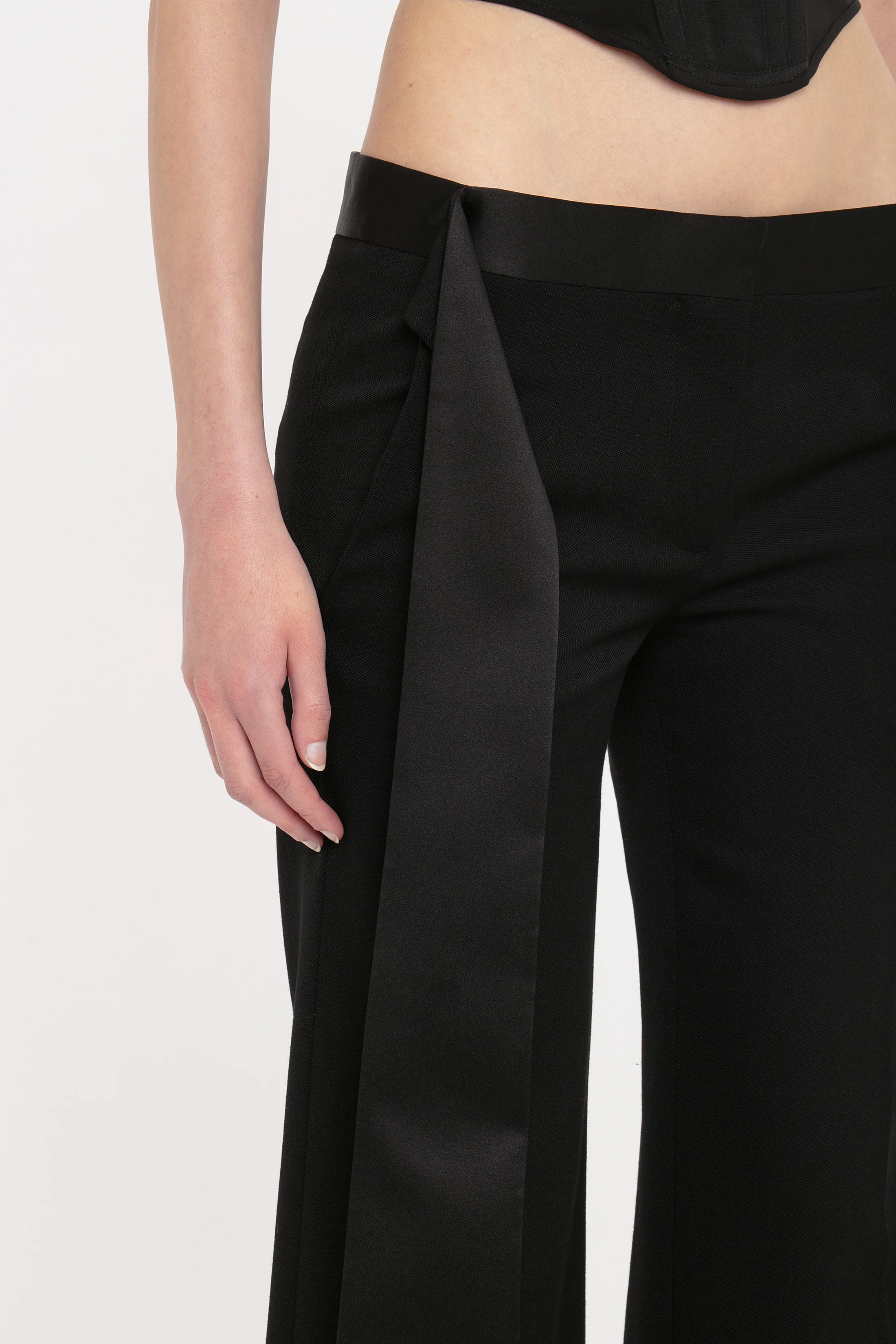 Satin Waistband Trouser In Black - Image 4