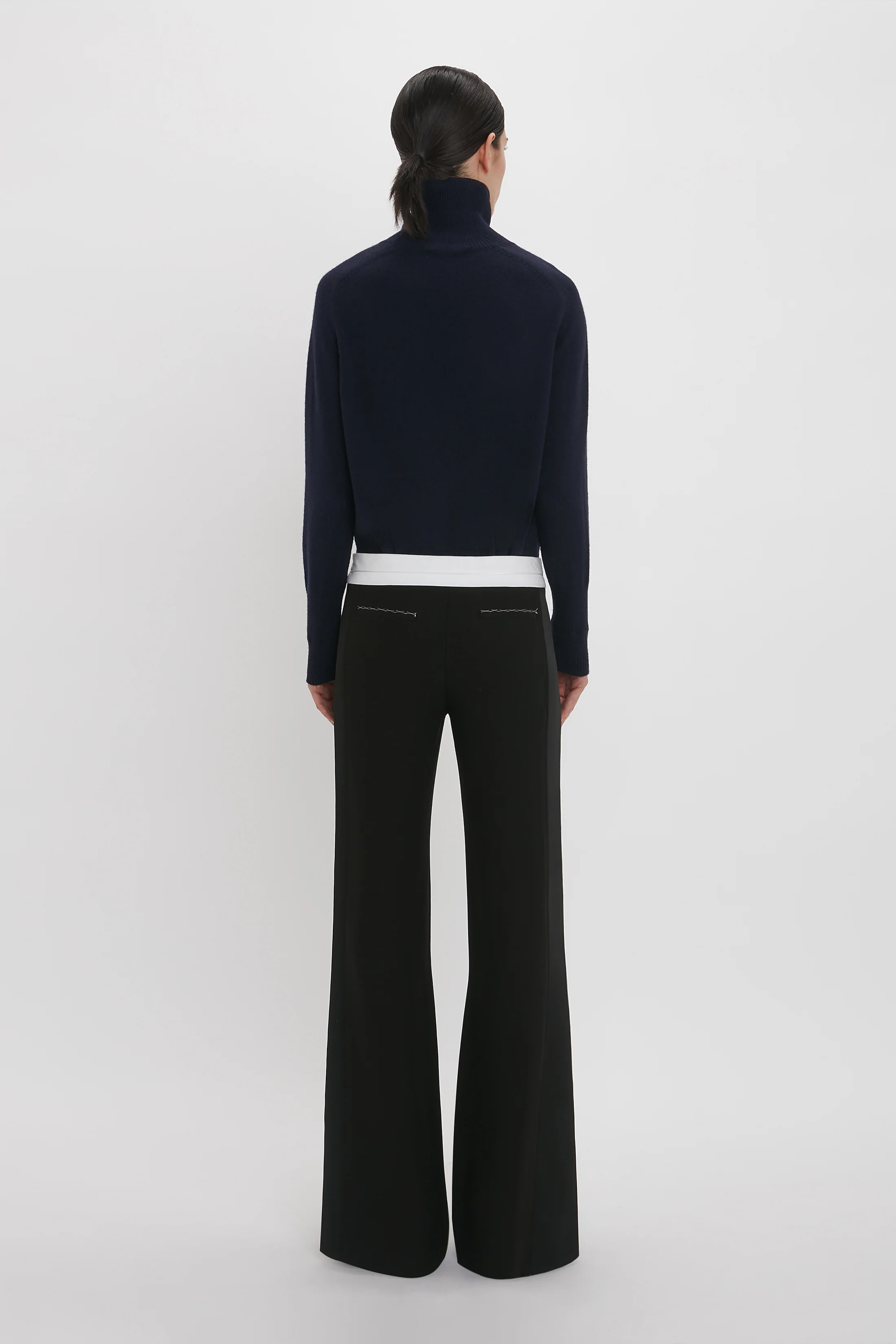 Contrast Waistband Trousers in Black - Image 3