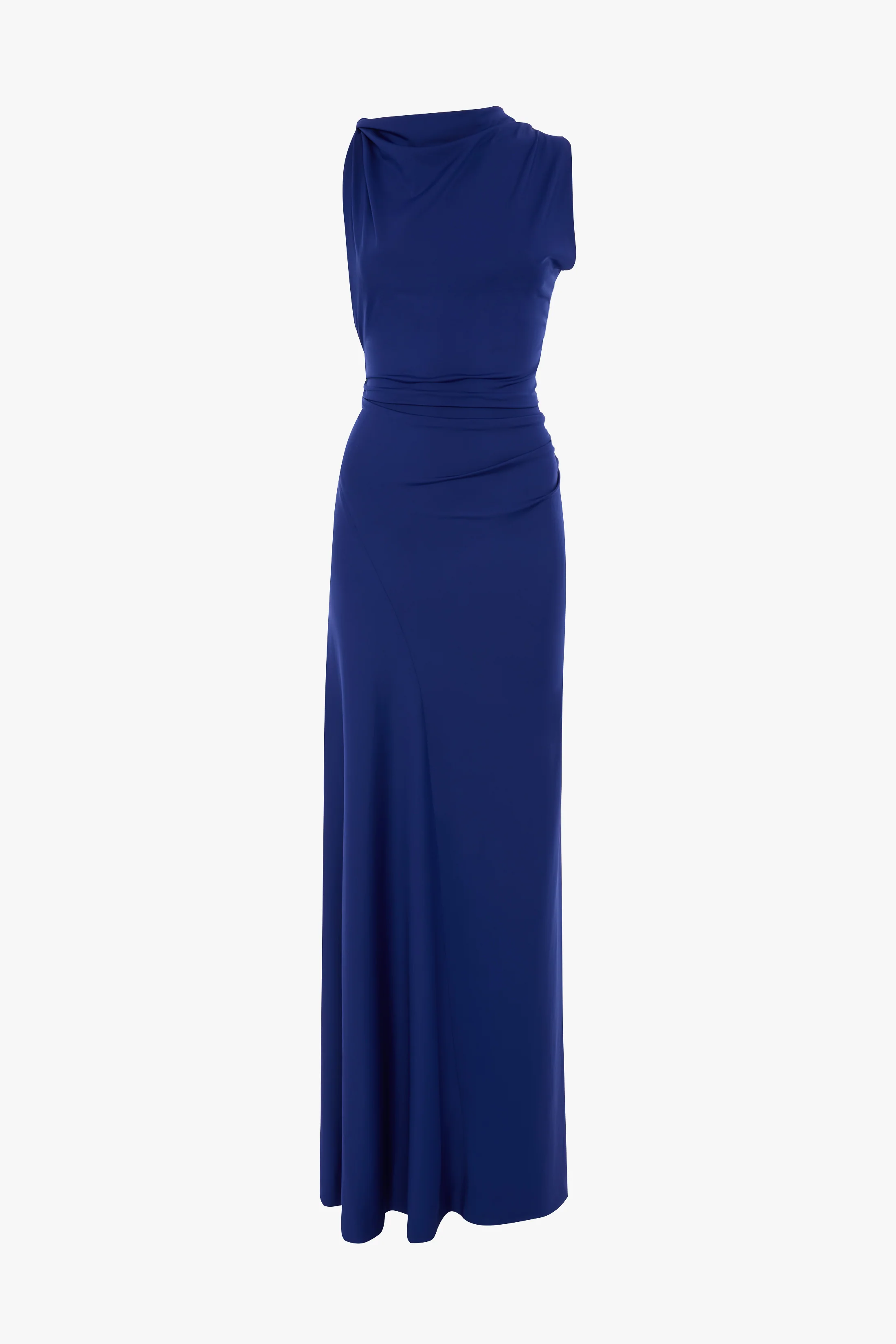 Sleeveless Draped Gown In Bright Indigo - Image 5