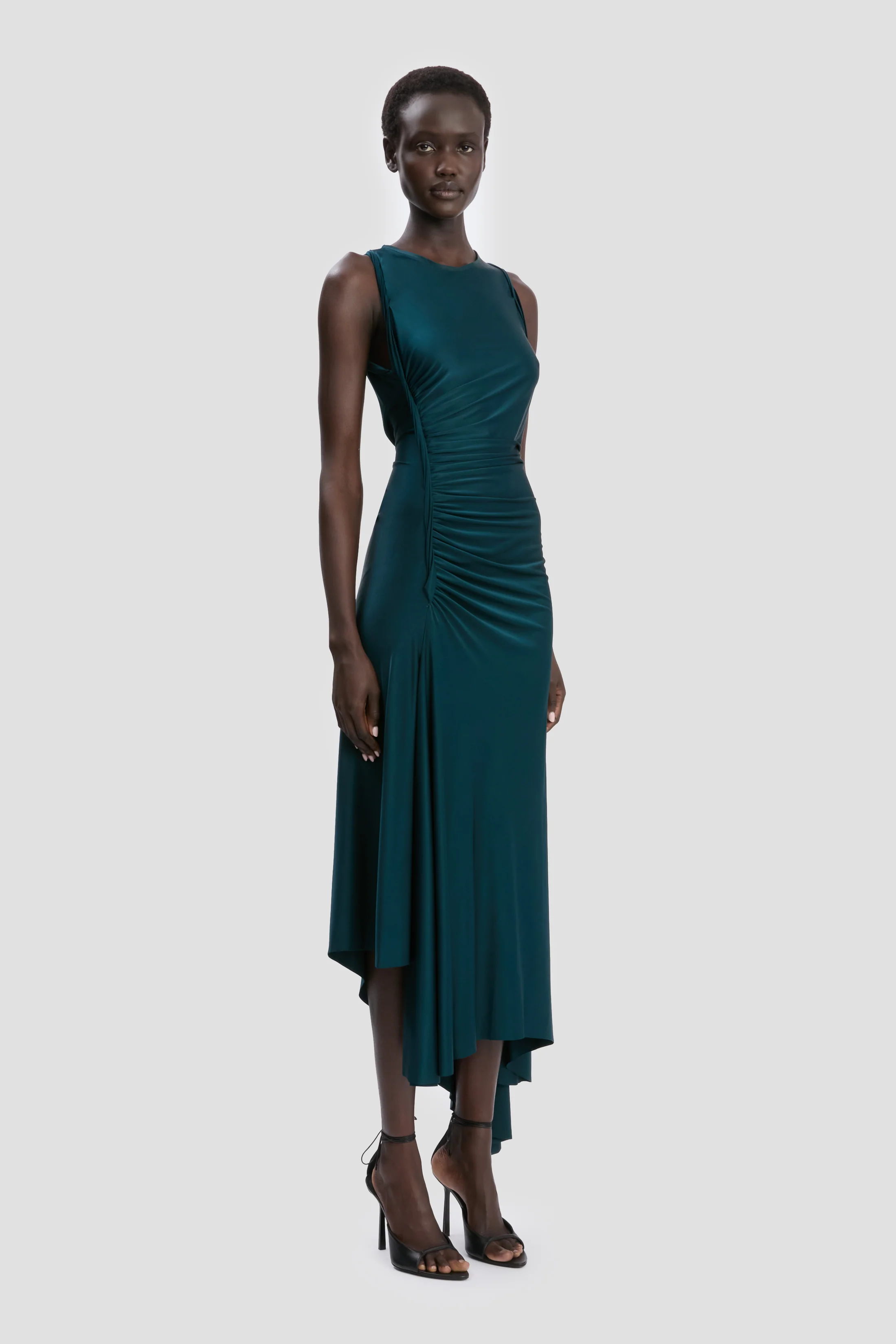 Twist Dress In Dark Teal - Image 2