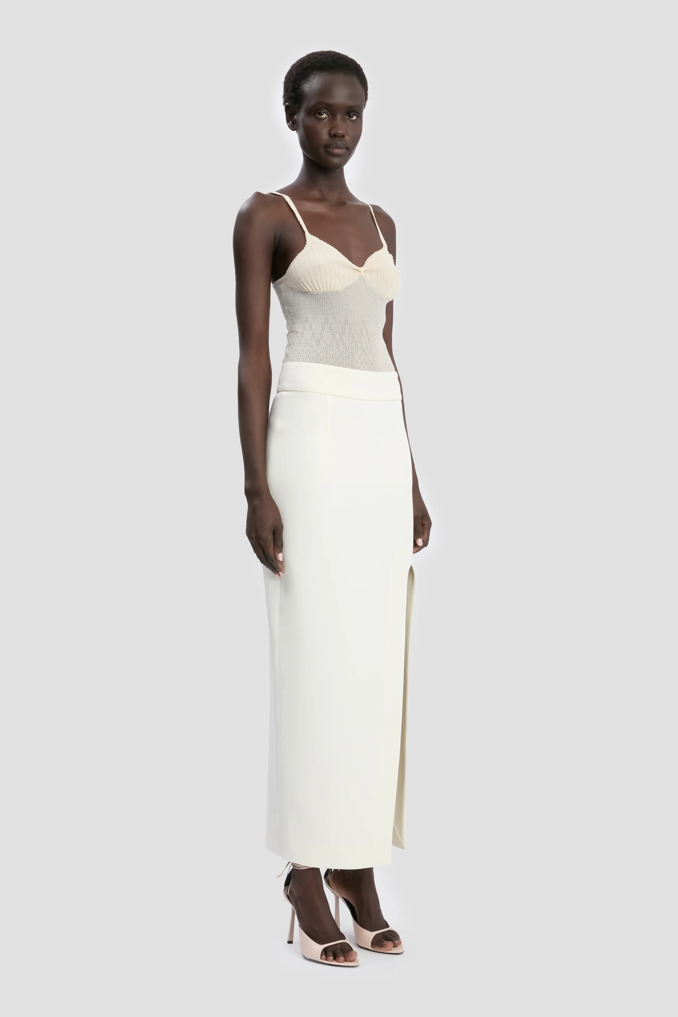 Split Skirt In Ivory - Image 3