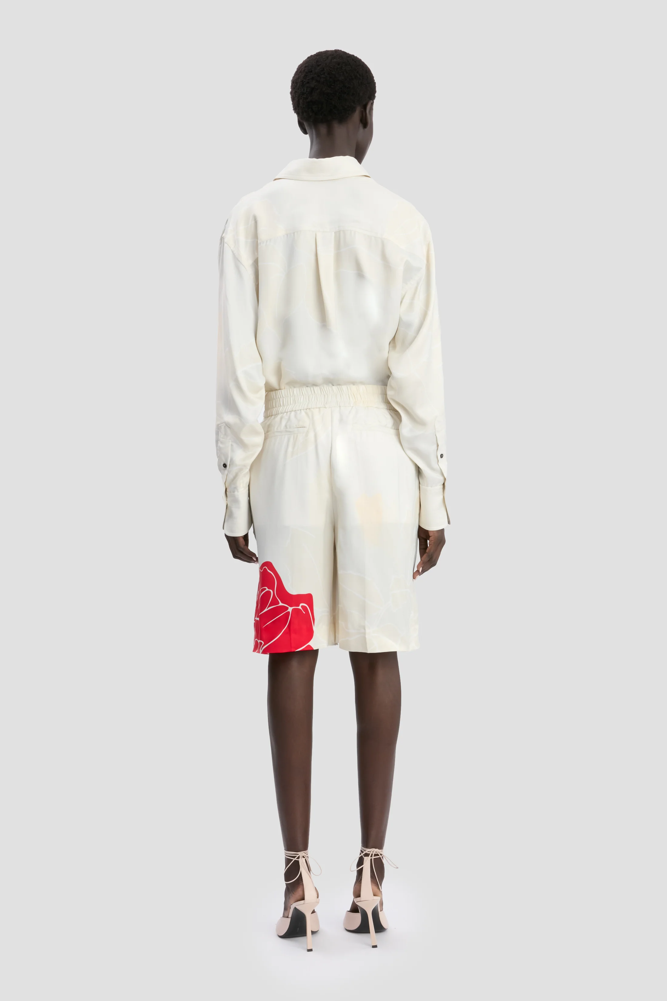 Tailored Shorts In Red Floral Print - Image 3