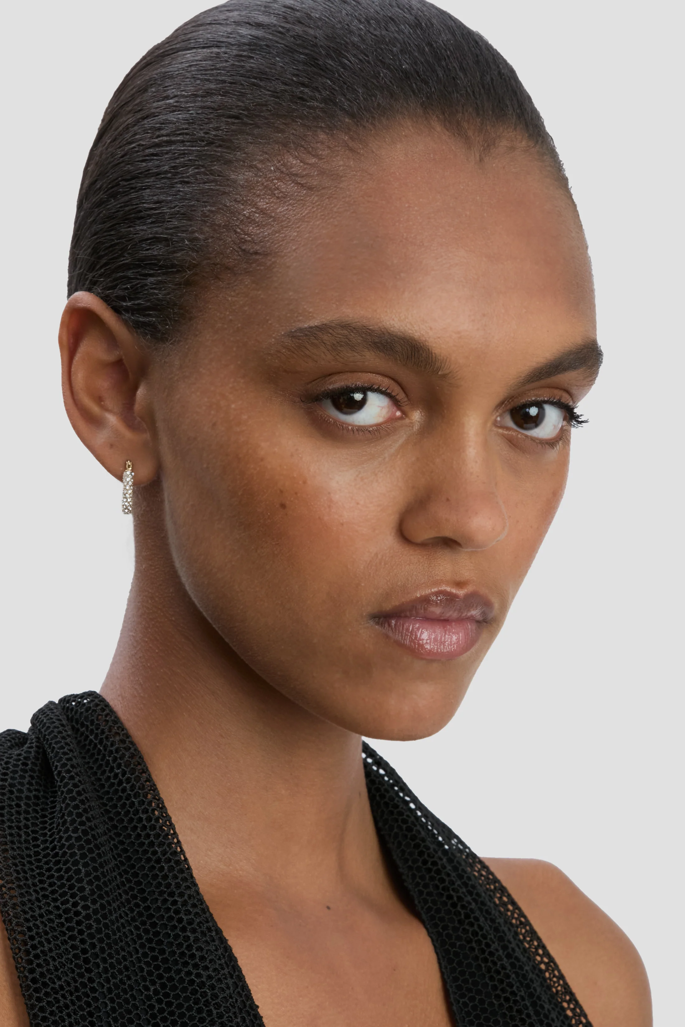Medium Pavé Crystal Hoop Earrings - Image 2