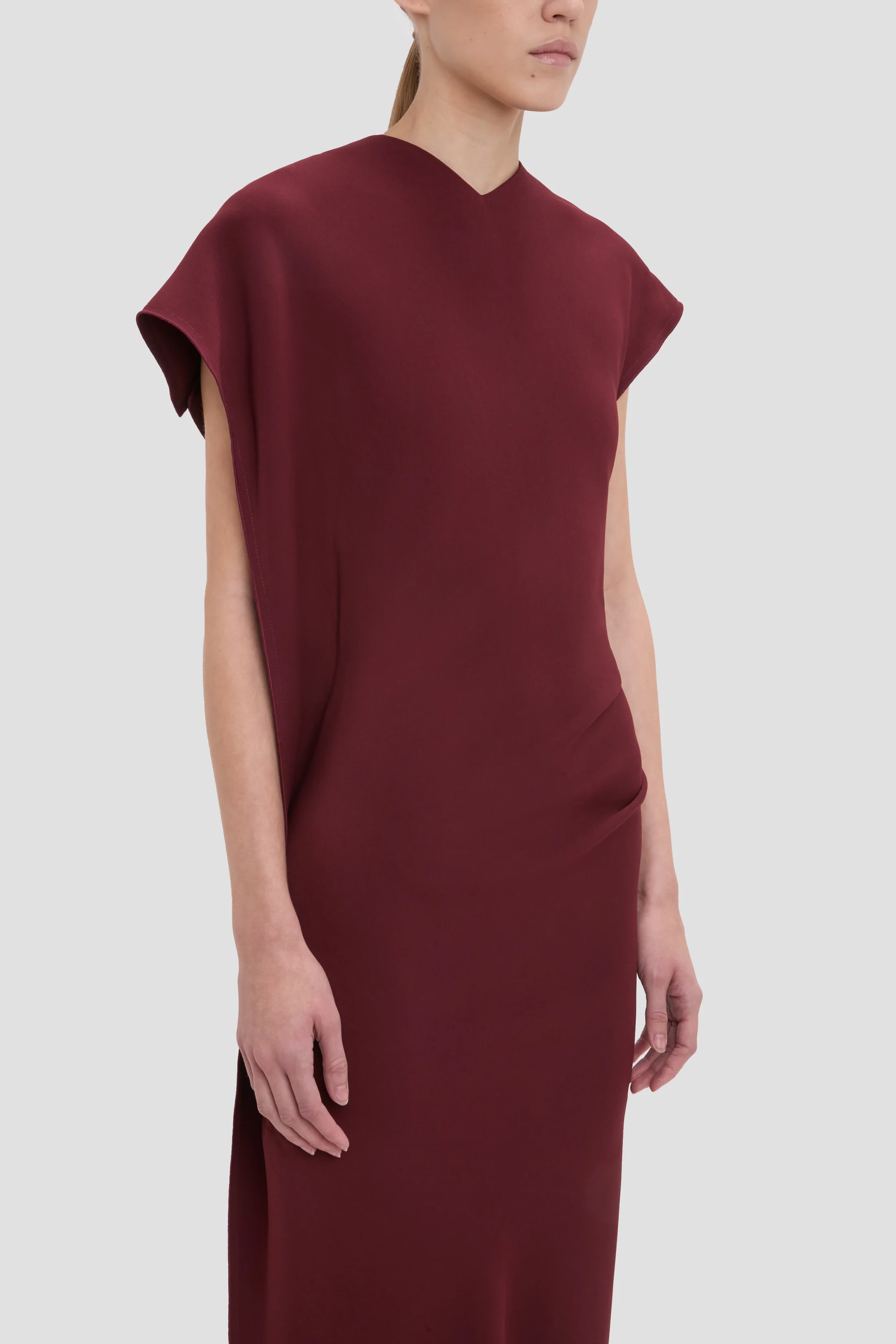 Victoria Midi Dress In Cinnabar Red - Image 3