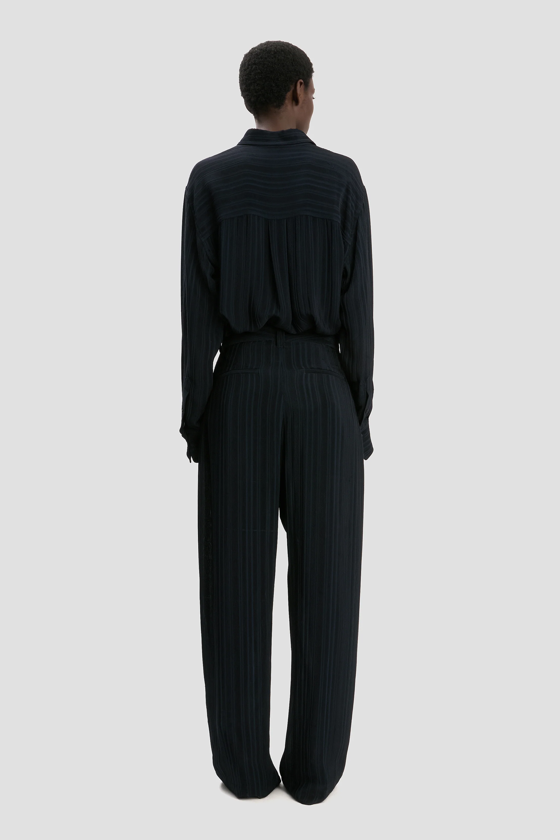 Wide Leg Trouser In Navy - Image 3